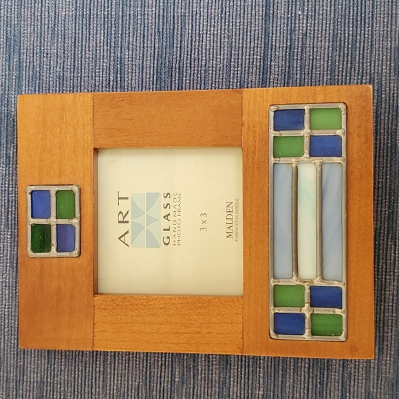 MALDEN INTL Handmade Wood & Art Glass Frame - Picture 1 of 6